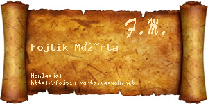 Fojtik Márta névjegykártya